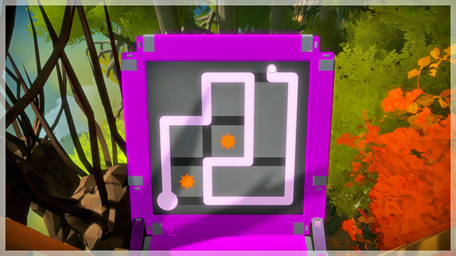 Second bridge, first puzzle - Puzzle solutions - violet | Tree house in The Witness - Tree house - The Witness Game Guide & Walkthrough