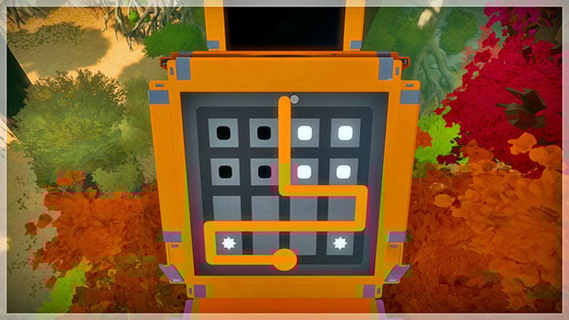 Fourth bridge, first puzzle - Puzzle solutions - orange 1 | Tree house in The Witness - Tree house - The Witness Game Guide & Walkthrough