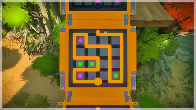 Fourth bridge, eighth puzzle - Puzzle solutions - orange 1 | Tree house in The Witness - Tree house - The Witness Game Guide & Walkthrough