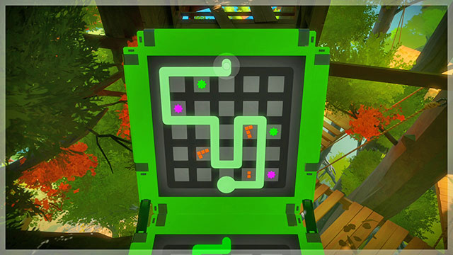 Fifth bridge, seventh puzzle - Puzzle solutions - green | Tree house in The Witness - Tree house - The Witness Game Guide & Walkthrough