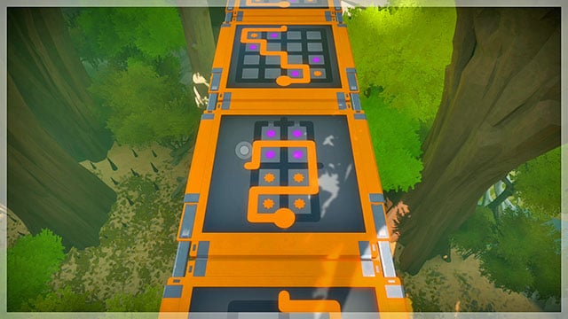 Fourth bridge, appropriate positioning of the second fork in order to reach the laser faster - Puzzle solutions - orange 2 | Tree house in The Witness - Tree house - The Witness Game Guide & Walkthrough