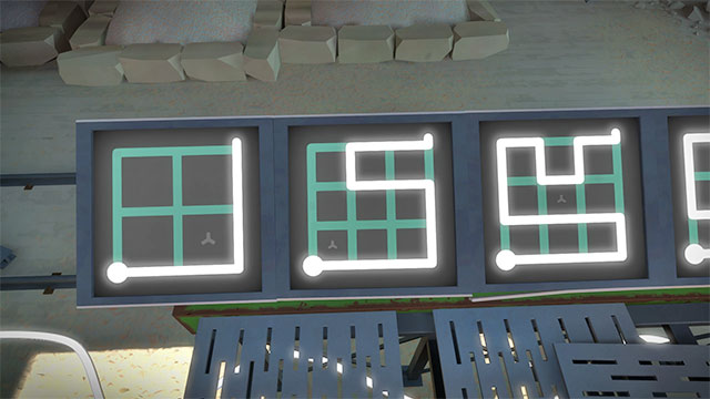 The first building, the training set, three first puzzles - Puzzle solutions | Quarry in The Witness - Quarry - The Witness Game Guide & Walkthrough