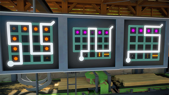 The second building, the second set of puzzles at the upper floor, the last two - Puzzle solutions | Quarry in The Witness - Quarry - The Witness Game Guide & Walkthrough