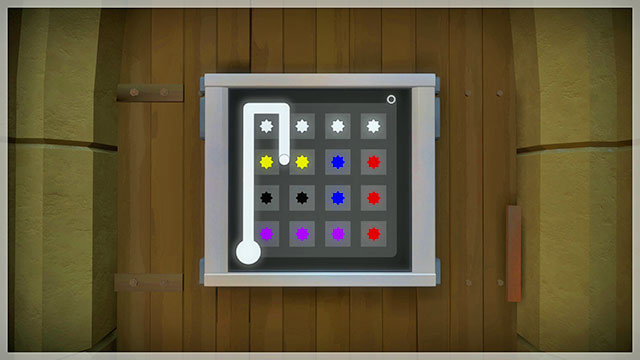 After you learn the arrangement of colors, solve the puzzle - Walkthrough | The Town in The Witness - The Town - The Witness Game Guide & Walkthrough