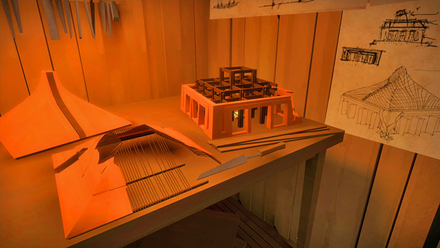 The first one can be found inside, on the first floor - Collectibles | Mountain in The Witness - Mountain - The Witness Game Guide & Walkthrough