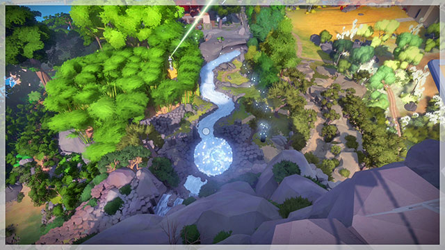 You will notice the first environmental riddle after you climb to the top of the mountain and look at the waterfall - Collectibles | Mountain in The Witness - Mountain - The Witness Game Guide & Walkthrough