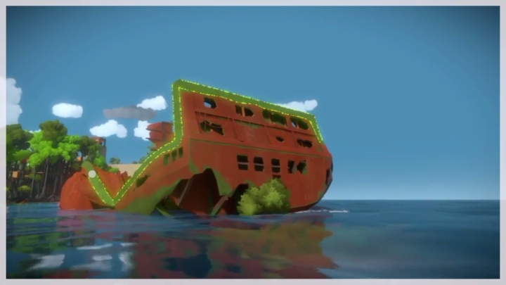 The last riddle requires you to move the ray through the yellow path around the wreck - Shipwreck | Additional collectibles in The Witness - Additional collectibles - The Witness Game Guide & Walkthrough