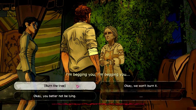 Do we burn a...tree? - The Wolf Among Us: Happy Thoughts - The Wolf Among Us: Episode 3 A Crooked Mile - The Wolf Among Us Game Guide