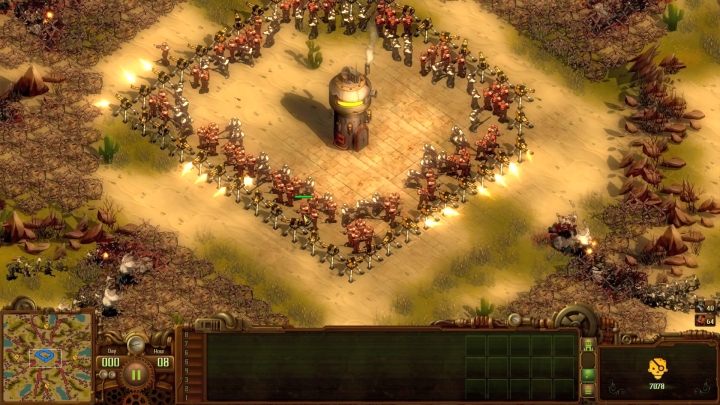 This scene looks like it was taken straight out of an S-F movie, however, this kind of defense is one of the more effective in the game. - Infected Swarm #11 | They Are Billions campaign walkthrough - The New Empire campaign - They Are Billions Guide