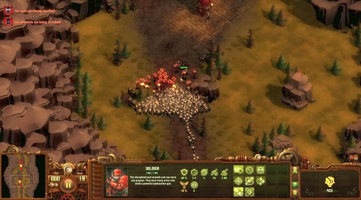 Split the available points into two equal pools and use them to form a line of defense. - Infected Swarm #3 | They Are Billions campaign walkthrough - The New Empire campaign - They Are Billions Guide