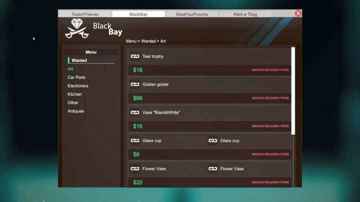 The BlackBay portal allows you to sell items for much more than you would get from the pawn shop. - Theft and selling loot in Thief Simulator - Gameplay mechanics - Thief Simulator Guide