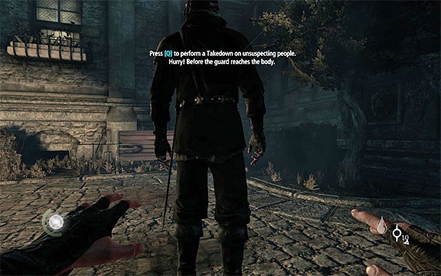 Get the opponent from behind and stun him - The garden crossing - Prologue: The Drop - Thief - Game Guide and Walkthrough