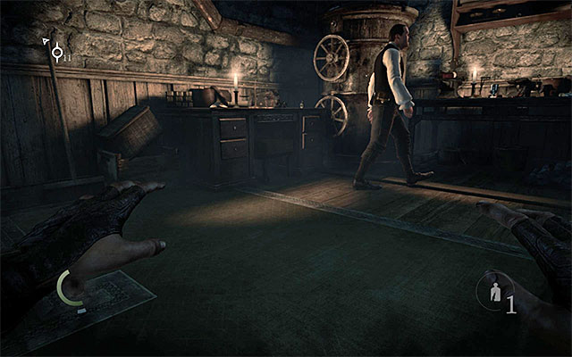 The jeweler is walking between two desks - Steal the mask - Chapter 1: Lockdown - Thief - Game Guide and Walkthrough
