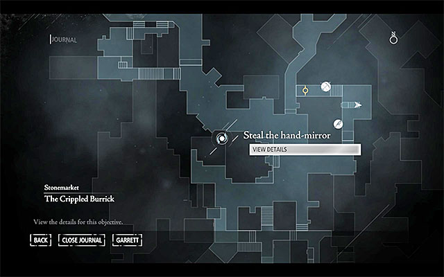 Your destination has been shown in the above screenshot - it is located to the West of the tavern, in [Stonemarket - Clock Tower Plaza] - Beauty Within - Jobs - Basso - Thief - Game Guide and Walkthrough