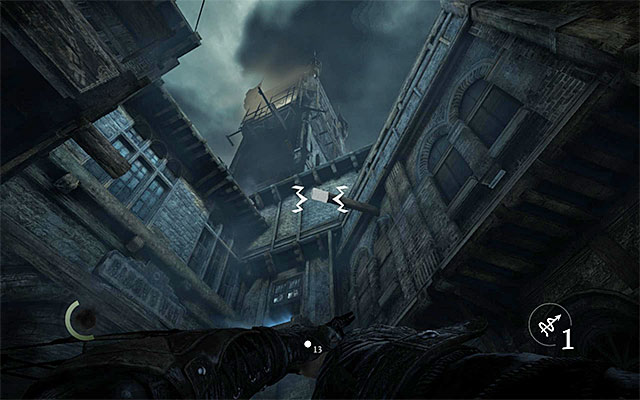 Approach your destination from the North, select the rope arrow from the inventory and aim it at the interactive point shown in the above screenshot - Beauty Within - Jobs - Basso - Thief - Game Guide and Walkthrough