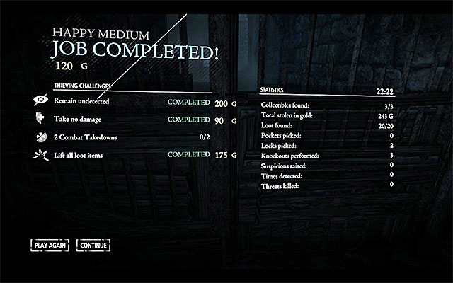 An example mission summary screen - Summary and mission replay - Hints - Thief - Game Guide and Walkthrough