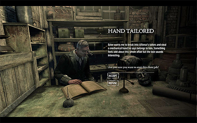 The window of accepting the mission - Hand Tailored - Client Jobs - Ector - Thief - Game Guide and Walkthrough