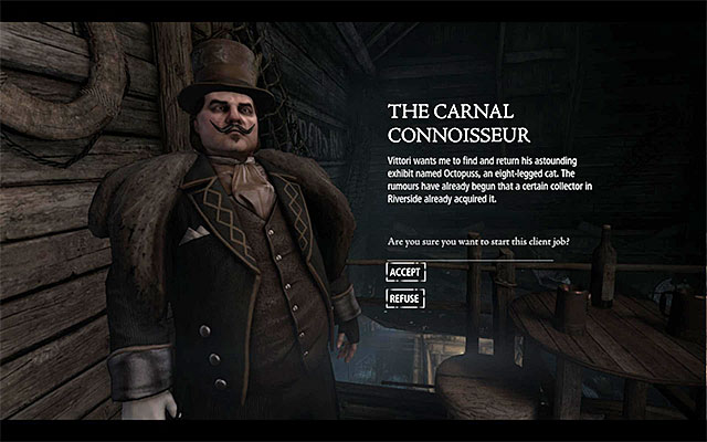 The mission accepting window - The Carnal Connoisseur - Client Jobs - Vittori - Thief - Game Guide and Walkthrough