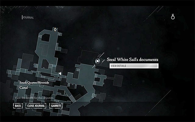 Your destination has been shown in the above screenshot - it is located in North-Eastern part of the South Quarter, near [South Quarter / Riverside - Fish Hawkers Market] - The Path to Riches - Jobs - Basso - Thief - Game Guide and Walkthrough