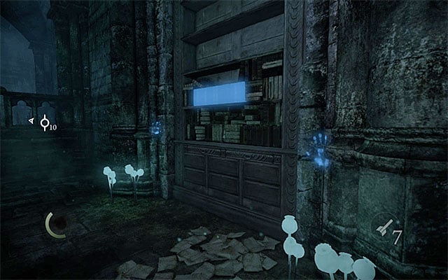 I recommend that you explore the area to the right of the entrance to the scriptorium, in the first place, because you will find the interactive row of books shown in the above screenshot - Explore the scriptorium - Chapter 3: Dirty Secrets - Thief - Game Guide and Walkthrough