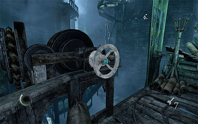 The turning wheel at tower 1 - Reach the central tower - Chapter 3: Dirty Secrets - Thief - Game Guide and Walkthrough