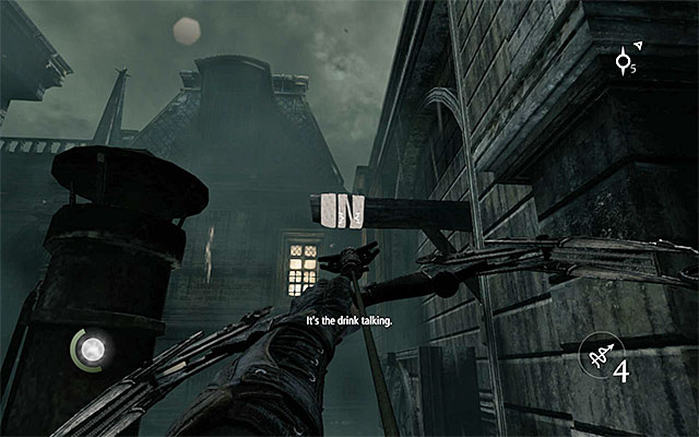 After you see the explosion in the distant tower, jump down to the fragment of the roof below and turn left - Reach the Architects house - Chapter 4: A Friend in Need - Thief - Game Guide and Walkthrough