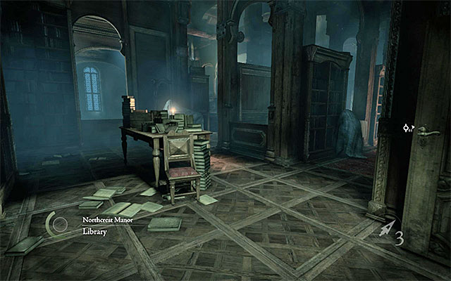 The librarys upper floor - Explore the first floor and the attic of the Barons estate - description - Chapter 6: A Man Apart - Thief - Game Guide and Walkthrough