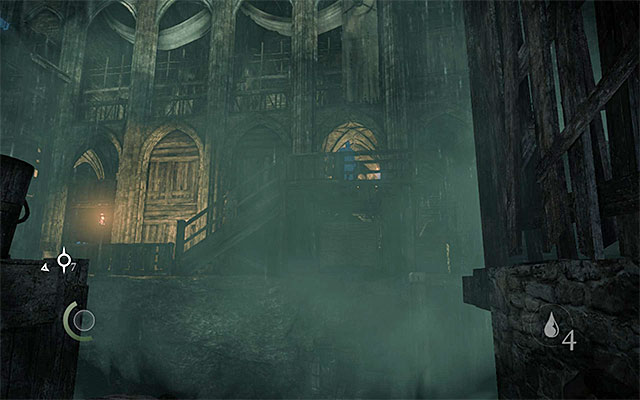 You need to explore the lower level in the cathedral, by moving in the counter-clockwise direction - Explore the Pit - Chapter 7: The Hidden City - Thief - Game Guide and Walkthrough