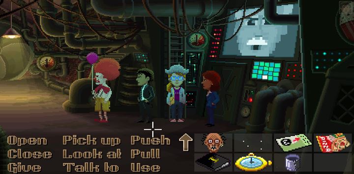 Use the Strange Tool on the slot next to the door in order to walk inside and finish the duel with Uncle Chuck. - Part 8 - The Escape | Walkthrough - Walkthrough - Thimbleweed Park Game Guide
