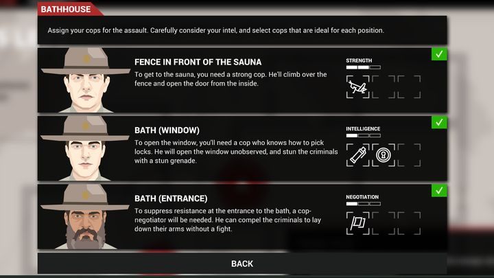The menu where you can assign police officers to different spots for the assault. - Tactical missions (continuation) in This is the Police 2 - Other activities - This is the Police 2 Game Guide