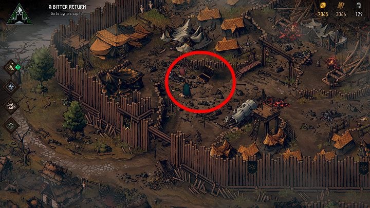 This treasure can be found in the western camp - Hidden treasures chests in Lyria | Thronebreaker The Witcher Tales - Maps of hidden treasures - Thronebreaker The Witcher Tales Guide
