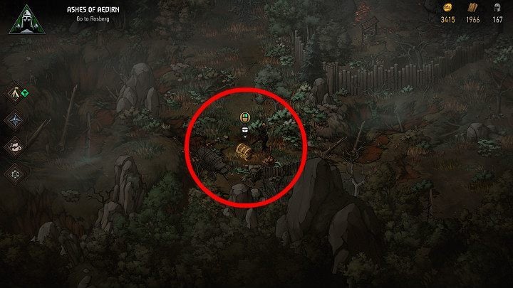 The second treasure chest is located a bit further ahead, near the first larger hamlet - Hidden treasures chests in Aedirn | Thronebreaker The Witcher Tales - Maps of hidden treasures - Thronebreaker The Witcher Tales Guide