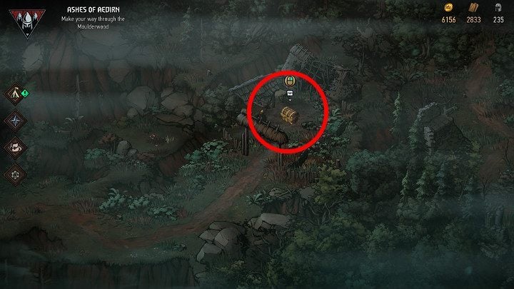 The fifth box is located on the left side of the map - Hidden treasures chests in Aedirn | Thronebreaker The Witcher Tales - Maps of hidden treasures - Thronebreaker The Witcher Tales Guide