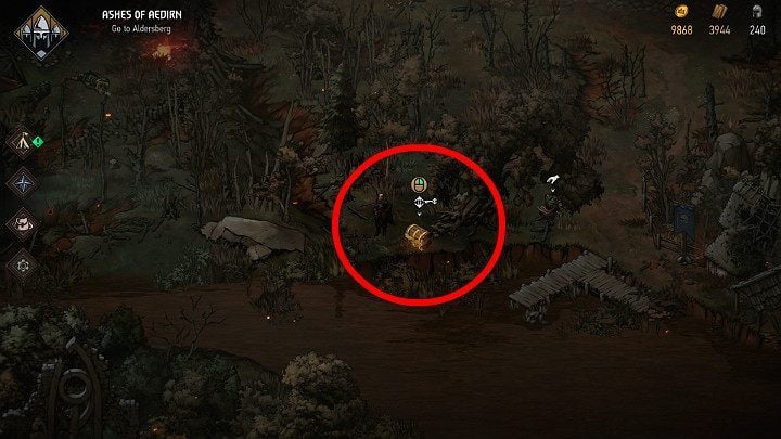 The sixth treasure chest is hidden near the river and locked - Hidden treasures chests in Aedirn | Thronebreaker The Witcher Tales - Maps of hidden treasures - Thronebreaker The Witcher Tales Guide