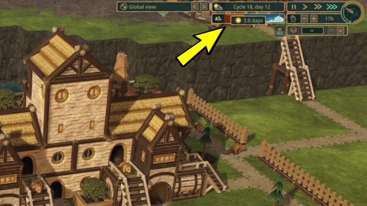 The upcoming drought will be indicated in the upper right corner of the screen - Timberborn: Drought (dry season, gathering resources) - how to survive? - FAQ - Timberborn Guide