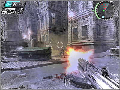 If it's necessary, you may rearm yourself by going towards an ammo crate - New Blood I - Walkthrough - Timeshift - Game Guide and Walkthrough