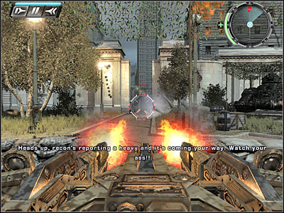 Once you've left the cannon, start running to the right, so you won't be attack by the tank - New Blood III - Walkthrough - Timeshift - Game Guide and Walkthrough