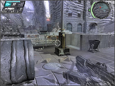 There's a first group of enemy soldiers just around the corner (screen) - New Blood III - Walkthrough - Timeshift - Game Guide and Walkthrough