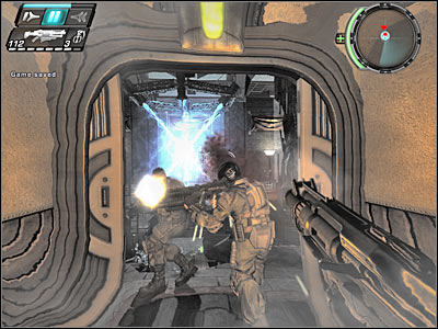 Also, you should notice that a small group of enemy soldiers is patrolling the area beneath you - Heist III - Walkthrough - Timeshift - Game Guide and Walkthrough