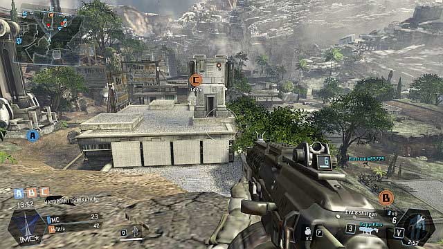 Approaching the enemy point in the Hardpoint mode. - The Pilot - Combat - Titanfall - Game Guide and Walkthrough