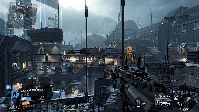 Zipline on the roof near the turret. - Airbase - Maps - Titanfall - Game Guide and Walkthrough