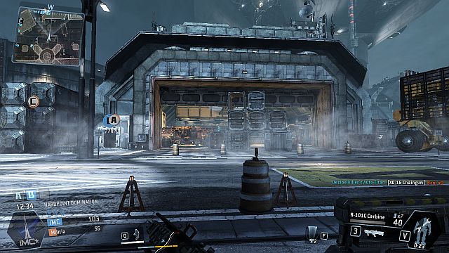 This hangar links the two sides of the airbase. - Airbase - Maps - Titanfall - Game Guide and Walkthrough