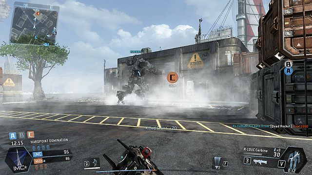 There is a capture point in this hangar, and a flag close to it - in the narrow passage - Angel City - Maps - Titanfall - Game Guide and Walkthrough