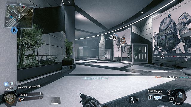 The inside of the main building is very spacious and big enough for a Titan. - Corporate - Maps - Titanfall - Game Guide and Walkthrough