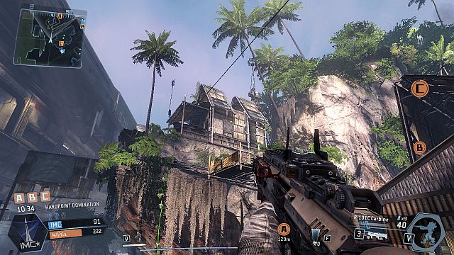 On the left from the previously depicted point, there is a cliff, and up there, another hut - Lagoon - Maps - Titanfall - Game Guide and Walkthrough