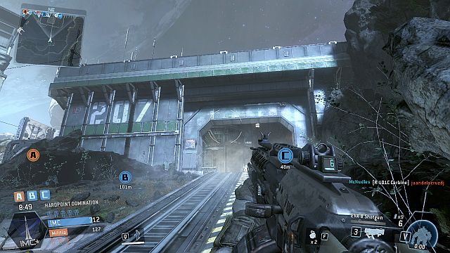 One of the hangar entrances, where capture point or a flag (depending on the game mode) is located - Outpost 207 - Maps - Titanfall - Game Guide and Walkthrough