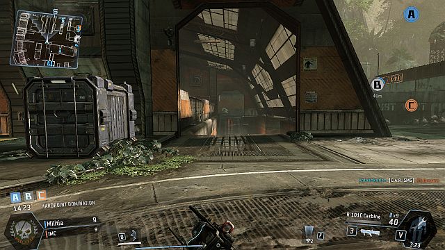 The entrance to a large hangar, located near the capture point - Smugglers Cove - Maps - Titanfall - Game Guide and Walkthrough