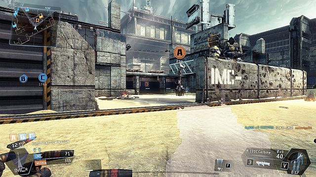 On the right end of the map (on the IMC side) there is a turret and another capture point - Training Ground - Maps - Titanfall - Game Guide and Walkthrough