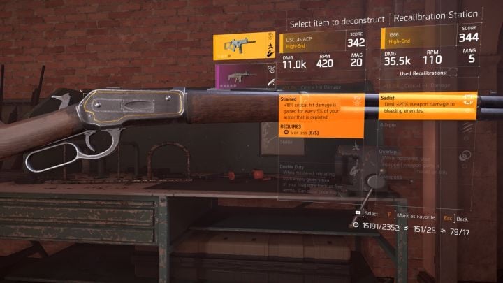 The screen showing the attribute transfer mechanic. - Recalibration in The Division 2 - Gameplay basics - The Division 2 Guide