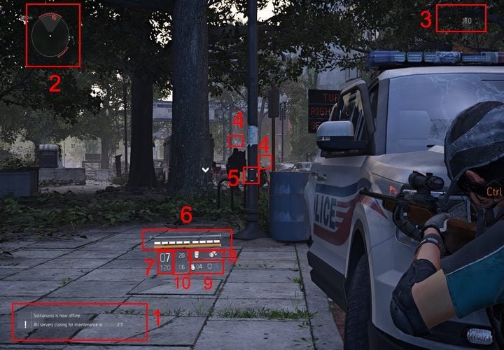 The default interface. - Interface in The Division 2 - Gameplay basics - The Division 2 Guide